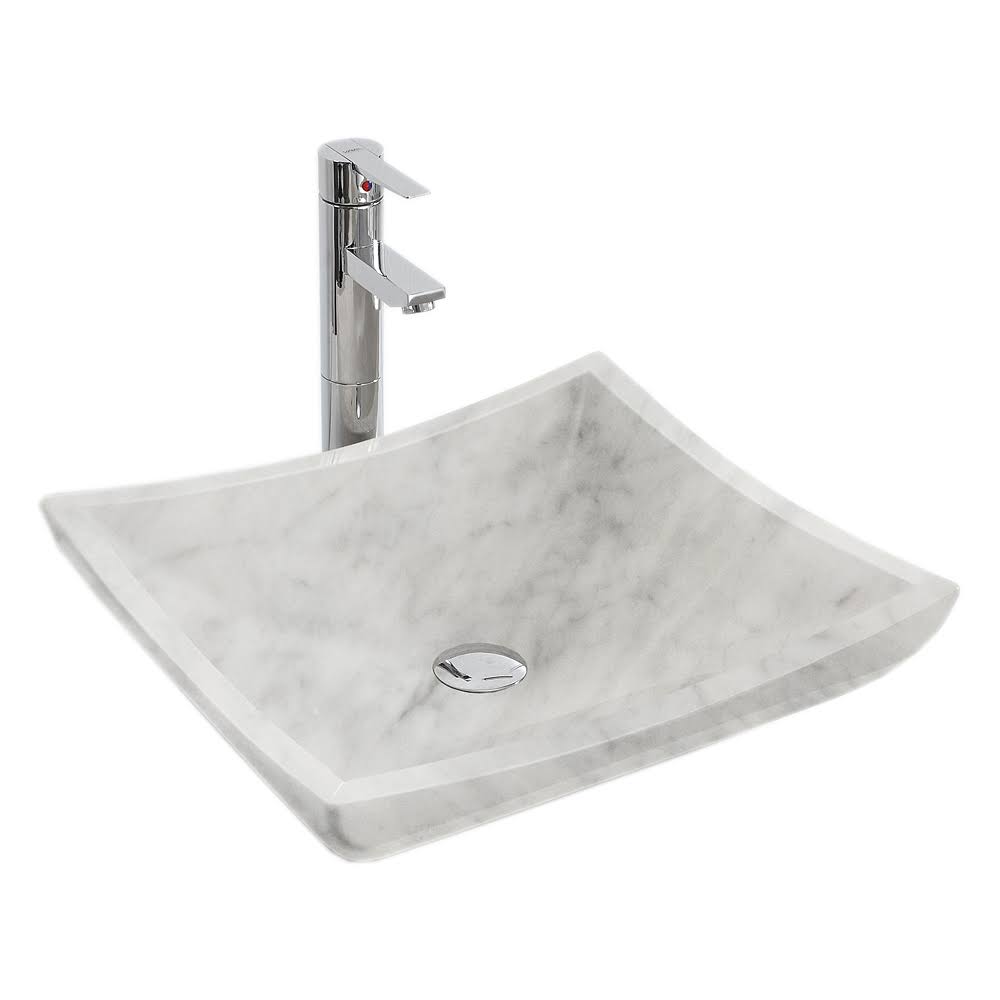 White Carrera Marble Vessel Bathroom Sink R85223