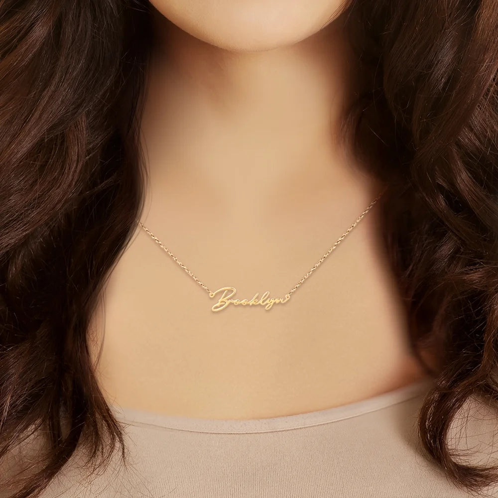 Sterling Silver Handwritten Script Name Necklace P2662
