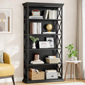 6-Tier 71 Inches Industrial Tall Bookcase, Brown and Black X4389