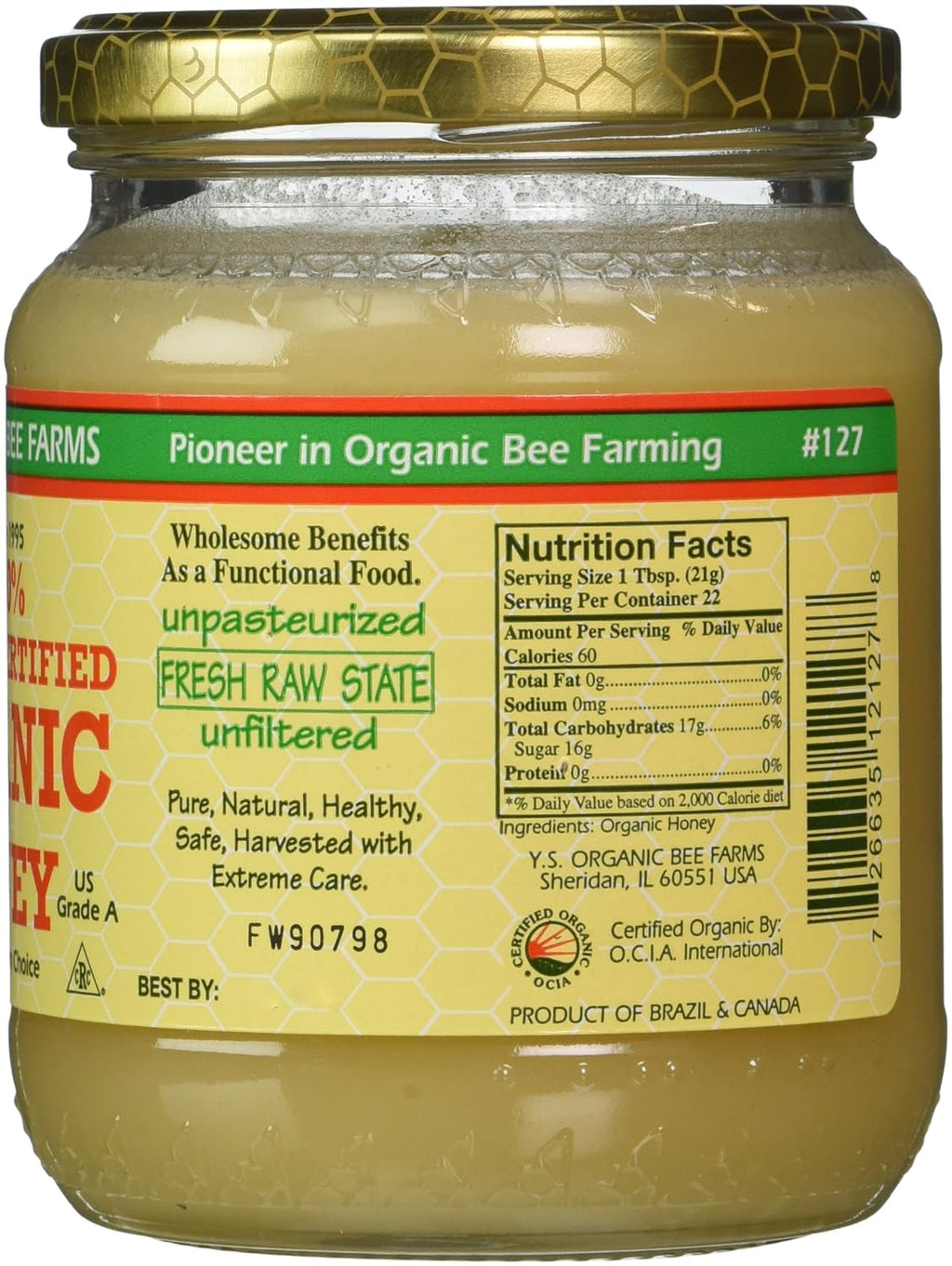 Organic Honey, 16 oz V9212