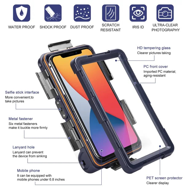 Waterproof Protective Case for Phones Up to 6.9 Inch with Lanyard K4590