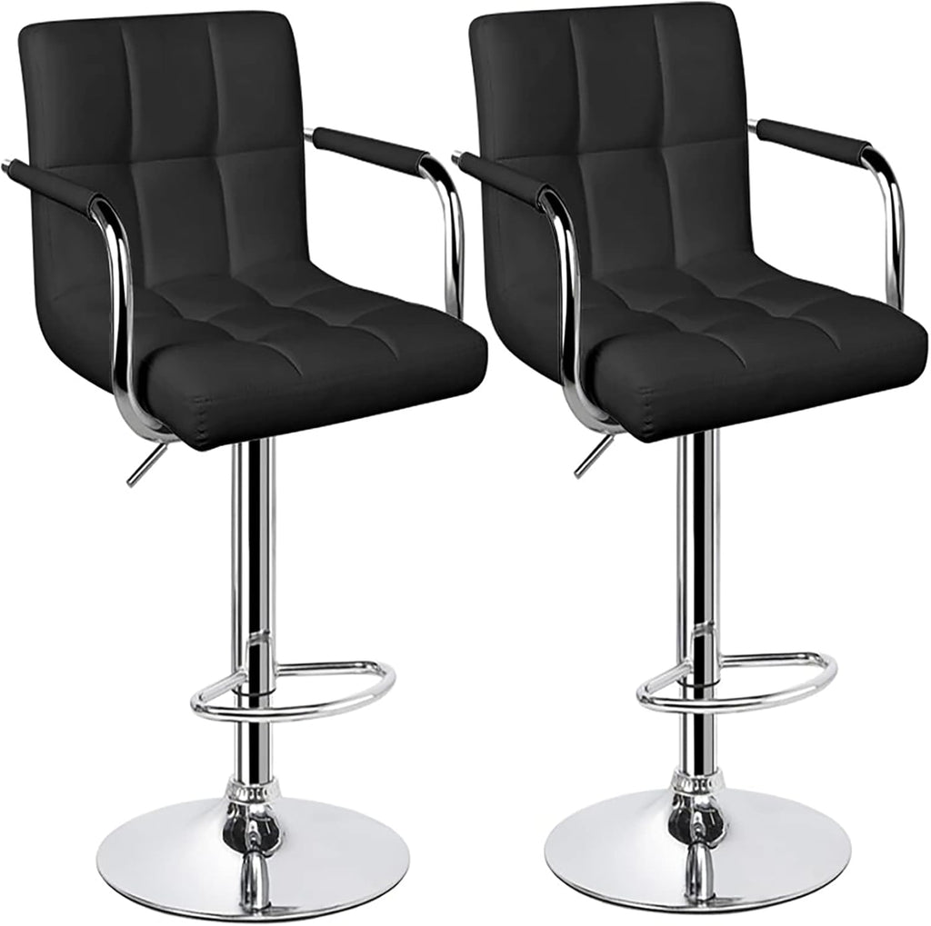 White Bar Stools Set of 2 with Arms Swivel Counter Height Adjustable Bar Stool with Back X18932