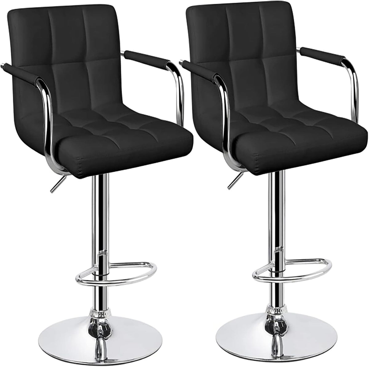 White Bar Stools Set of 2 with Arms Swivel Counter Height Adjustable Bar Stool with Back X18932