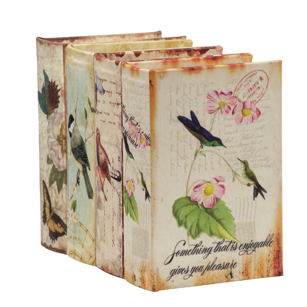 Floral Book Boxes 5.5" Green and Blue 4ct W40880