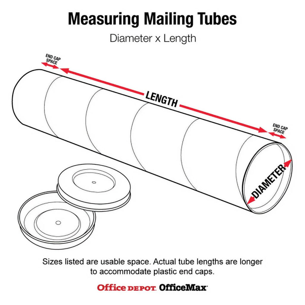 Mailing Tubes with Caps, White, 50/CS F735365