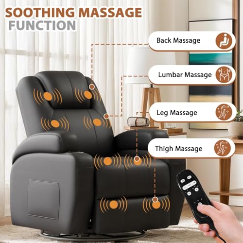 Brown Leather Swivel Rocker Recliner Chair M31772