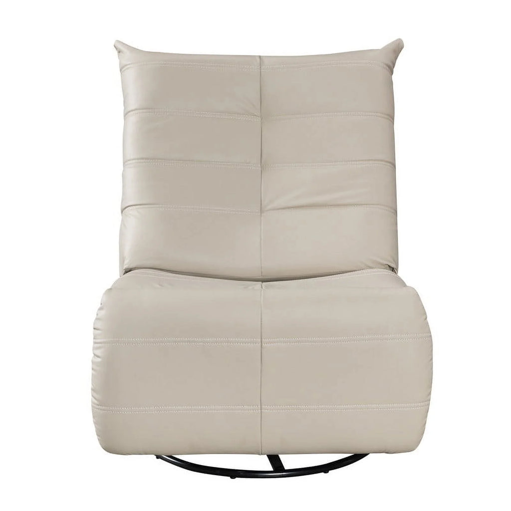 Modern Beige Faux Leather Swivel Glider Recliner Z947
