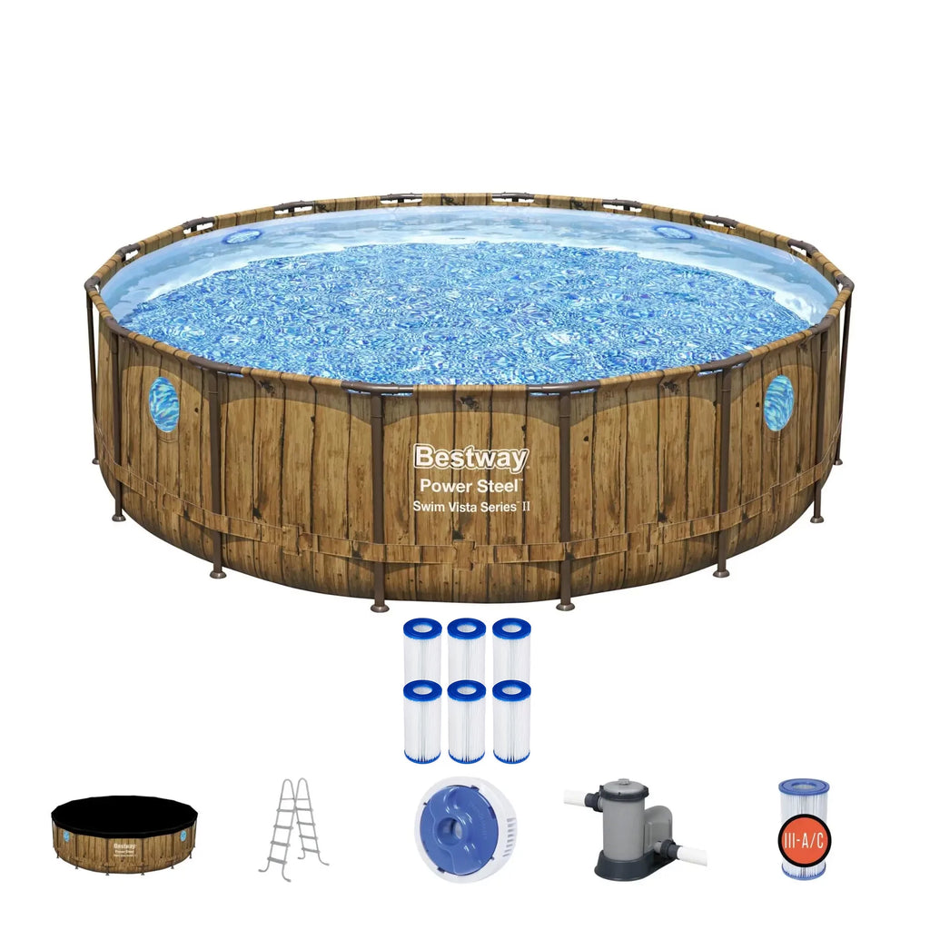 16ft x 4ft Metal Frame Swimming Pool Set with Pump B607627