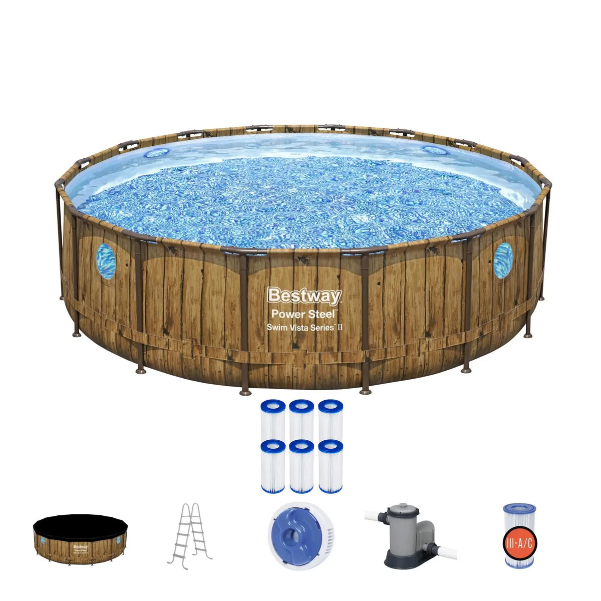 16ft x 4ft Metal Frame Swimming Pool Set with Pump B607627