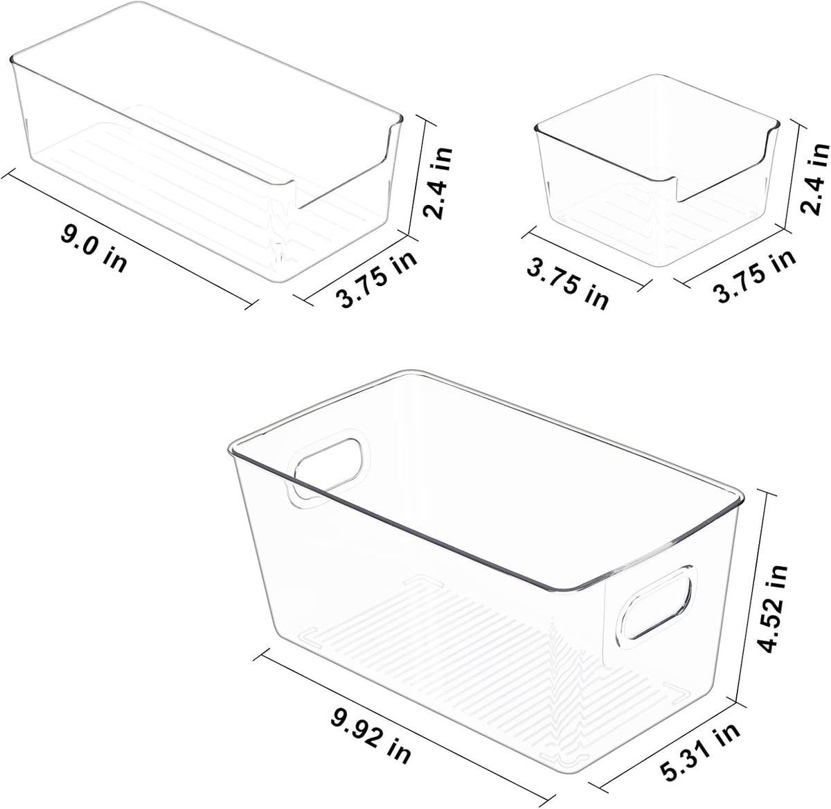 Clear Plastic Fridge Storage Bin with Lids, 9 PCS W77767