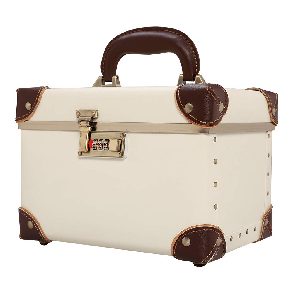 Retro Blue Portable Makeup Train Case with Combination Lock D642839