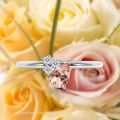 1.15 Carat Pear Cut Morganite And Diamond Moissanite Engagement Ring in 925 Sterling Silver With 18k White Gold Plating J84768