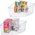 Plastic Lazy Susan Storage Organizer Bins with Front Handle, 2 Pack, Smoke Gray Tint T85283