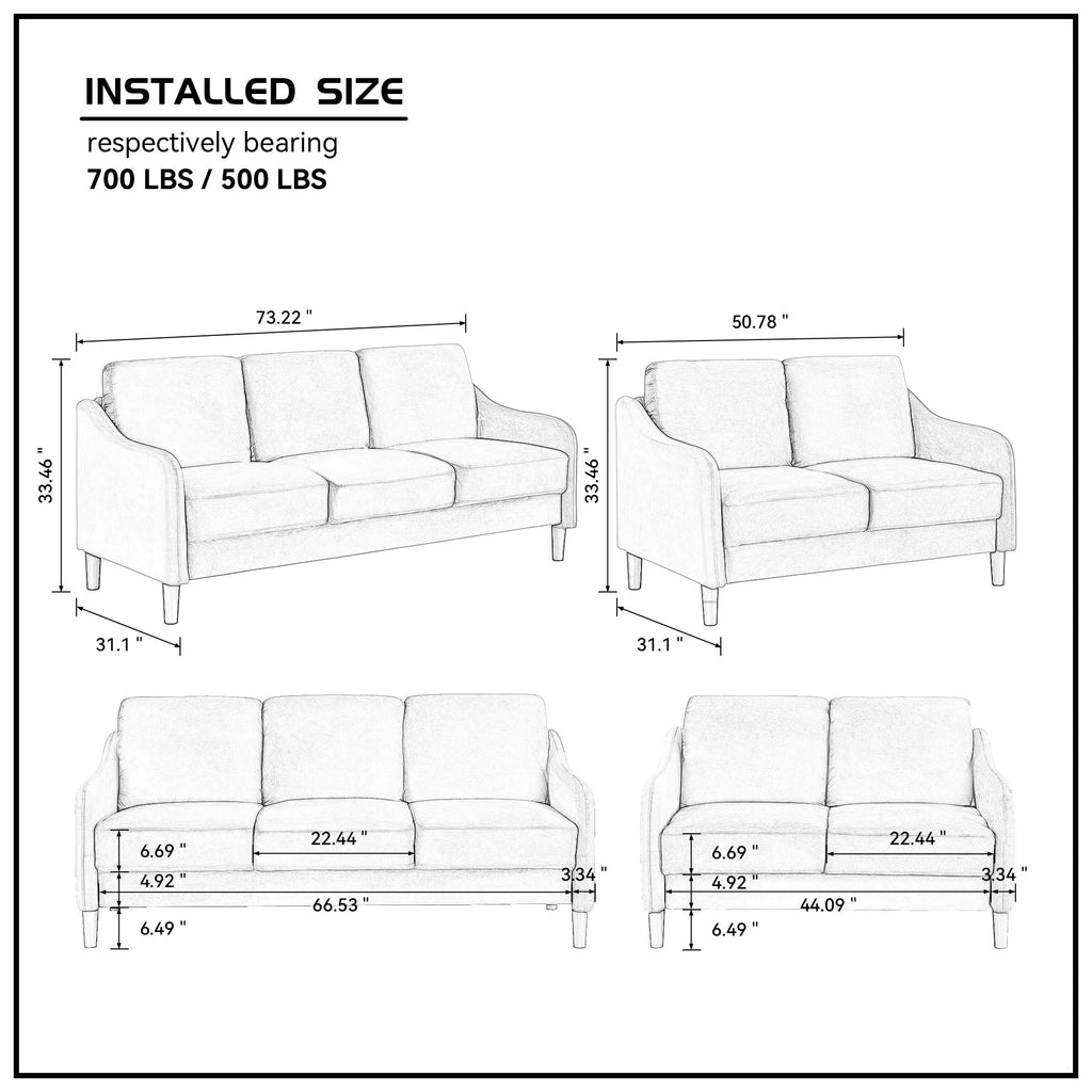 51.5" Grey Loveseat Sofa I936