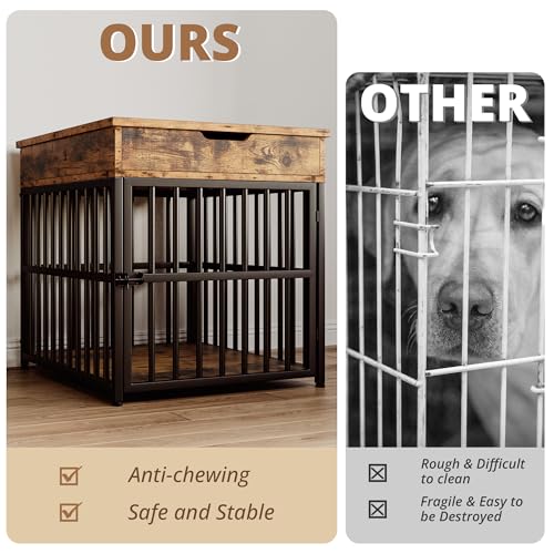 Wooden Dog Crate Furniture with Flip Top Drawer S39223