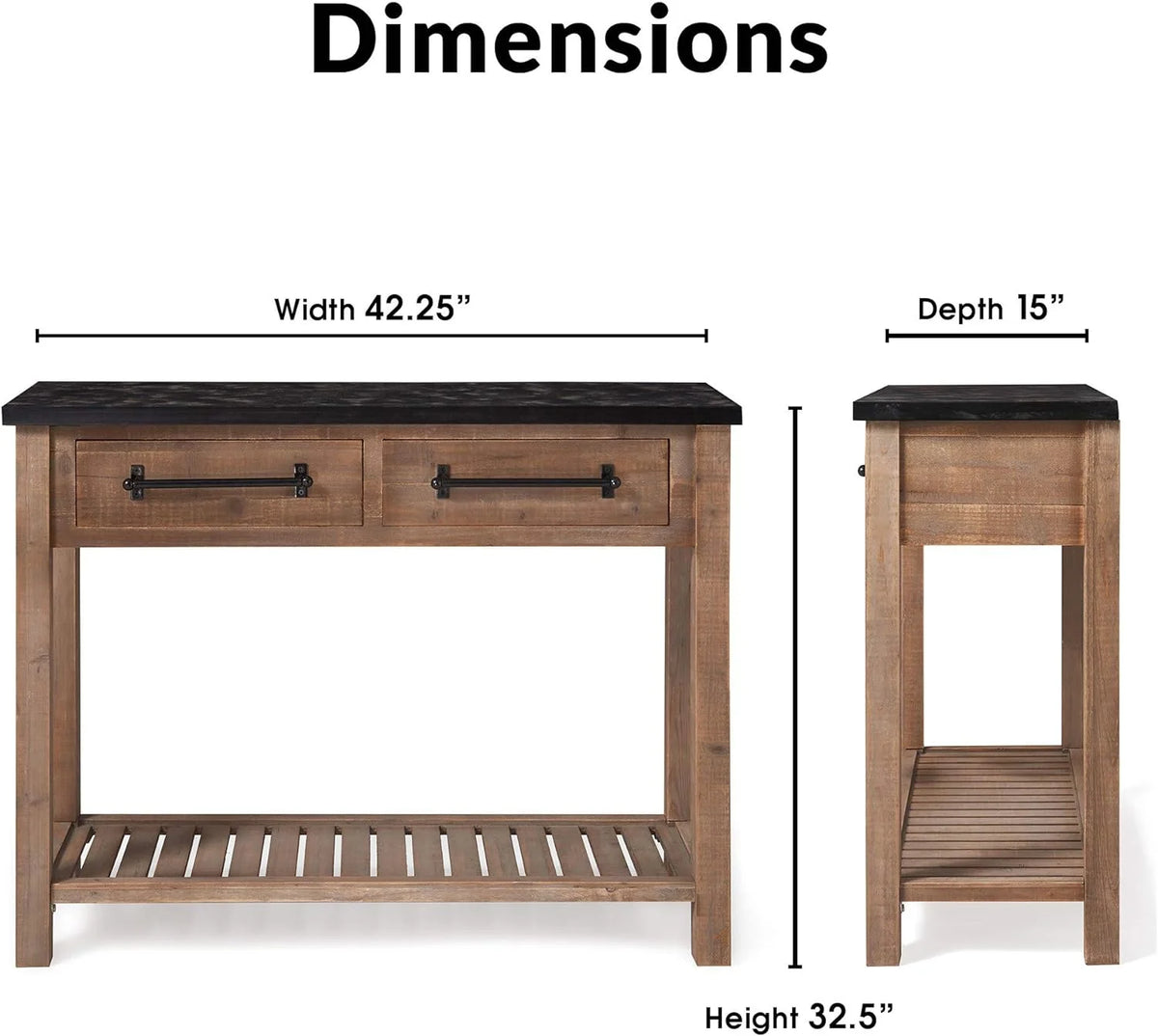 Brown Wooden Console 2 Drawers with Shelf Storage K644
