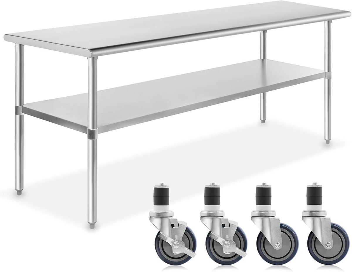 Stainless Steel Commercial Work Table with 4 Casters Q363