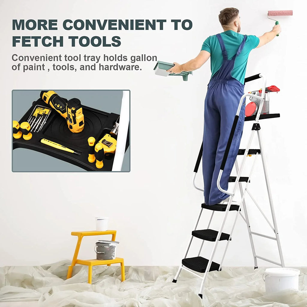 Folding 5-Step Ladder with Handrails and Tool Tray T93367