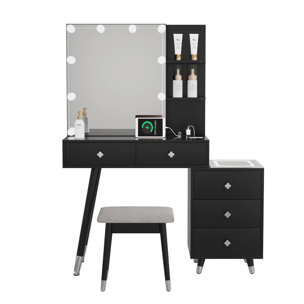 Black Vanity Table with Lighted Mirror Y639