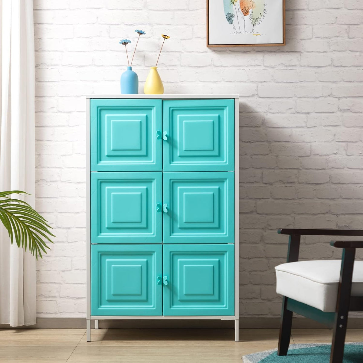 White 2-Tier Metal Storage Cabinet with Door K281142