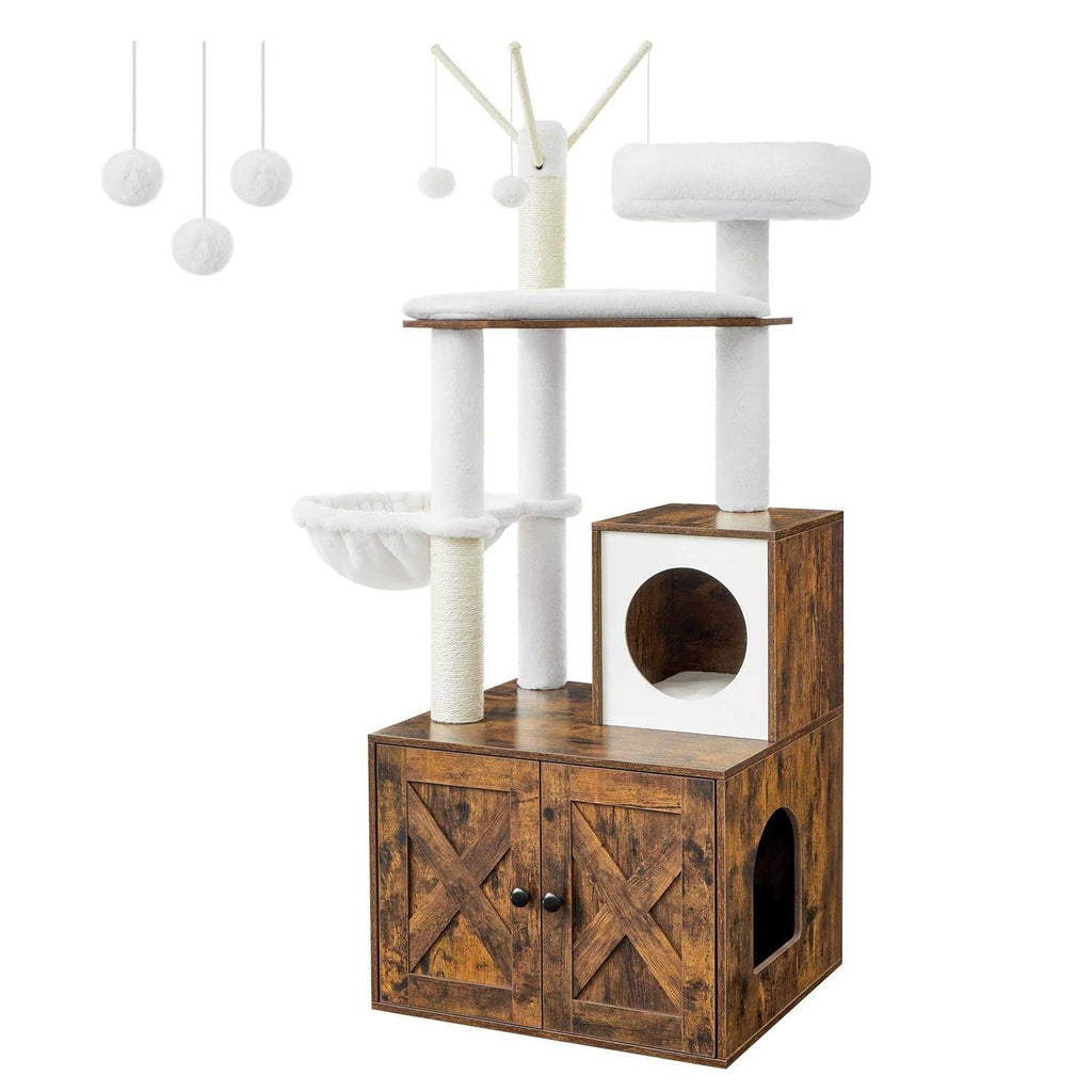 Cat Tree with Litter Box Enclosure 2-in-1 Y986