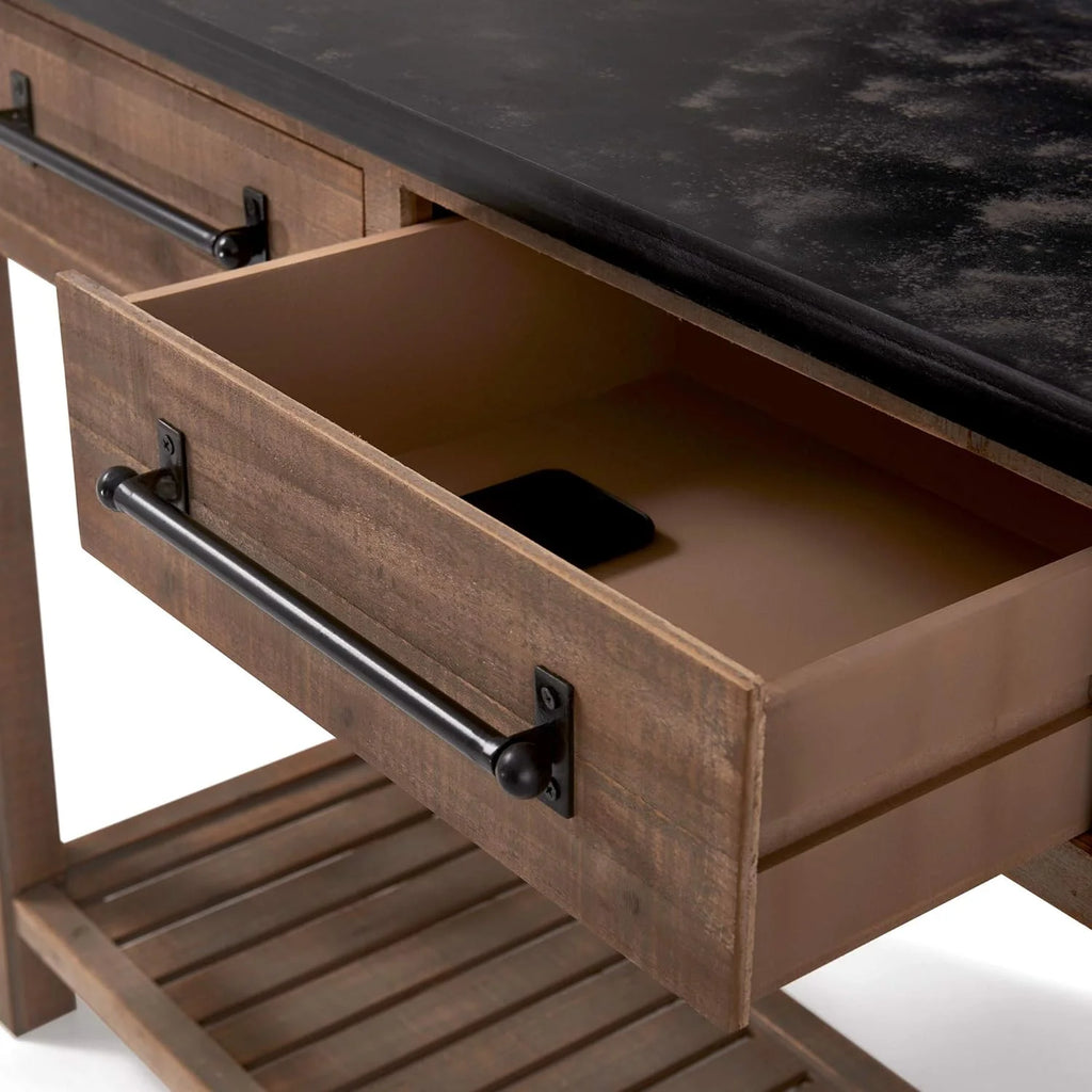 Brown Wooden Console 2 Drawers with Shelf Storage K644