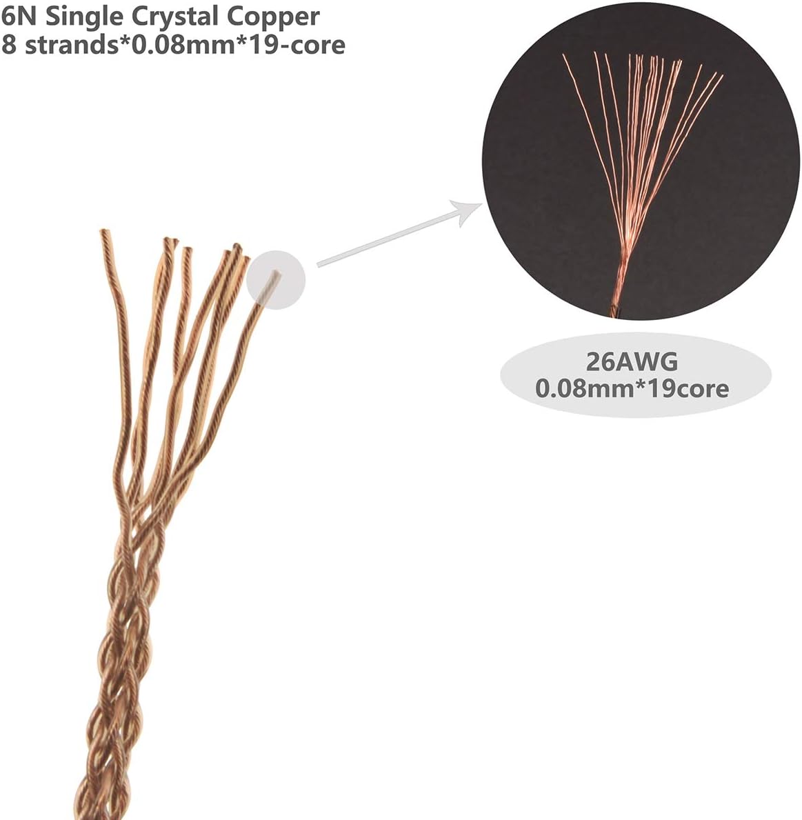 6N Single Crystal Copper Headphones Cable 4.4mm Balance M786
