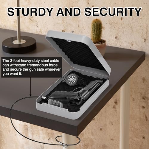 Black Portable Handgun Safe Lock Box with Key Lock R281654