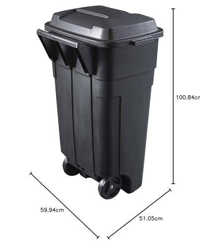 Heavy-Duty Wheeled Trash Can with Lid, 34-Gallon, Black M41578
