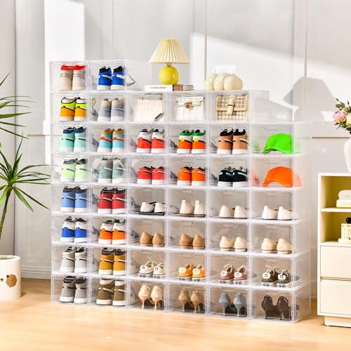 12 Pack Clear Plastic Stackable Shoe Storage Boxes F723506
