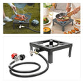 Portable Double Propane Gas Burner Cast Iron Stove with 1.5m Propane Regulator Hose L621039