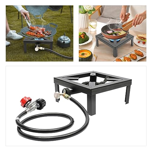 Portable Double Propane Gas Burner Cast Iron Stove with 1.5m Propane Regulator Hose L621039