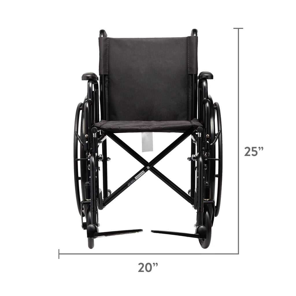 Lightweight Foldable Steel Wheelchair with 18" Seat and Swing-Away Footrests N683