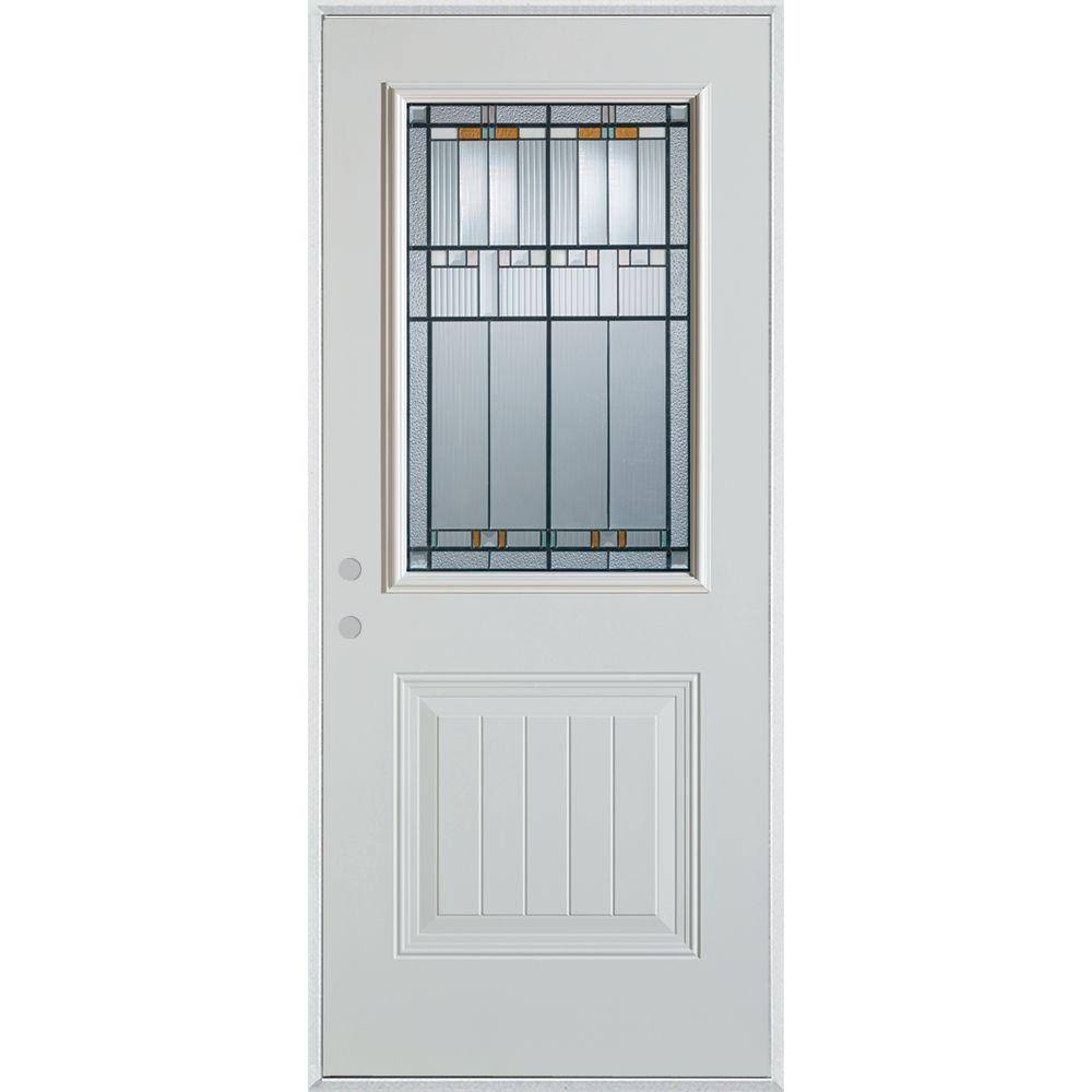 36 in. x 80 in. White Steel Prehung Front Door P903675