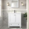 30" Bathroom Vanity Sink Combo with Painted Solid Wood Construction, Undermount Ceramic Sink with Matte Black Faucet & Drain, Pure White F45485