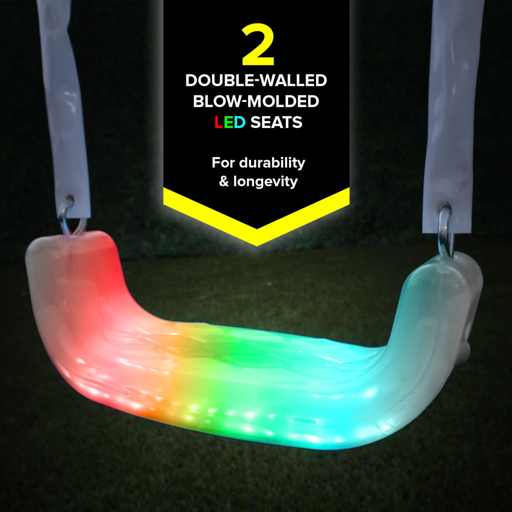 Metal Swing Set with 2 LED Swings and Saucer Swing A450864