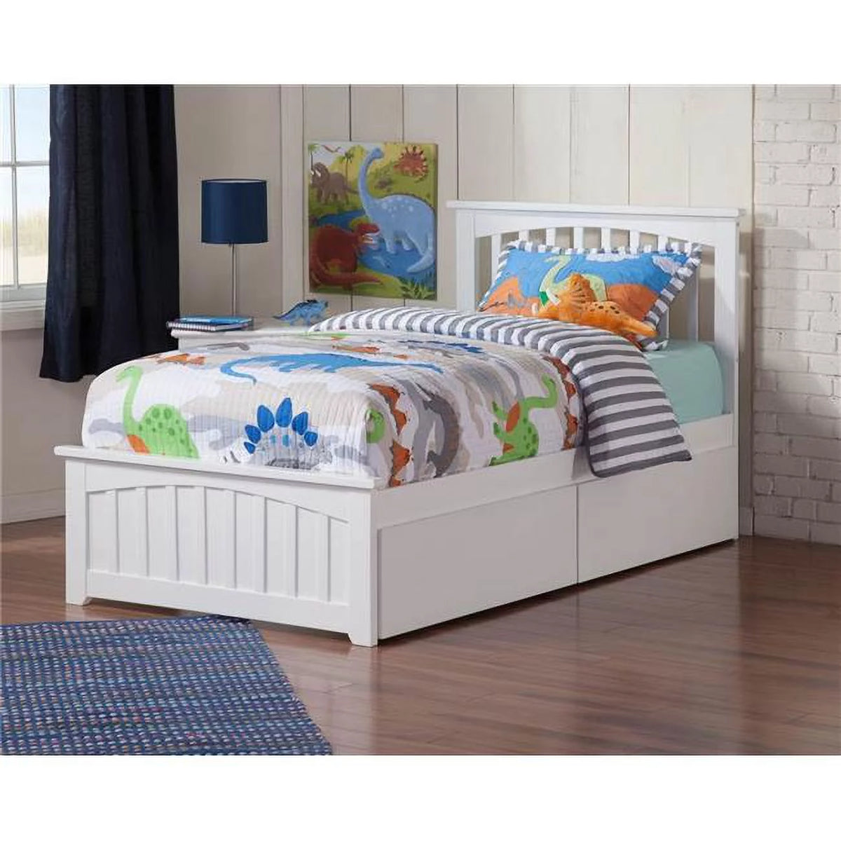 White Twin Bed Footboard with Drawer R24419