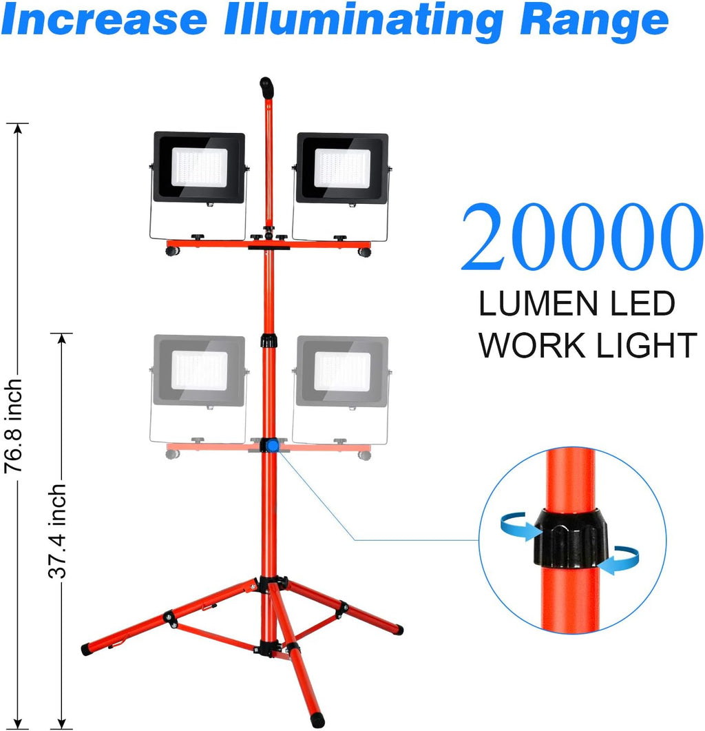 20000 Lumen LED Work Light With Stand 200W 5000K IP65 (2 pack) B6871
