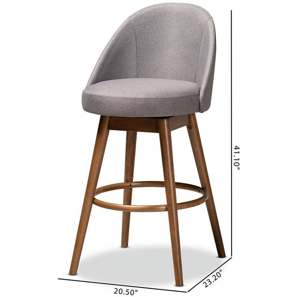 Gray Upholstered Swivel Bar Stool (Set of 2) H617