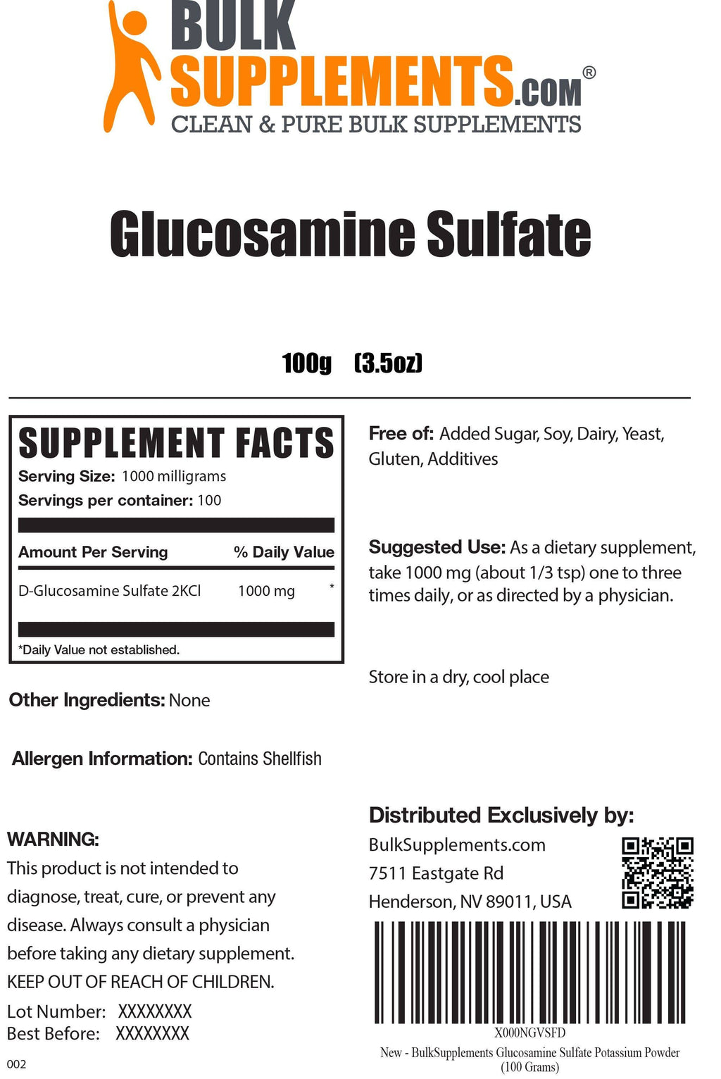D-Glucosamine Sulfate Potassium Powder, 5kg Pure Powder E4369