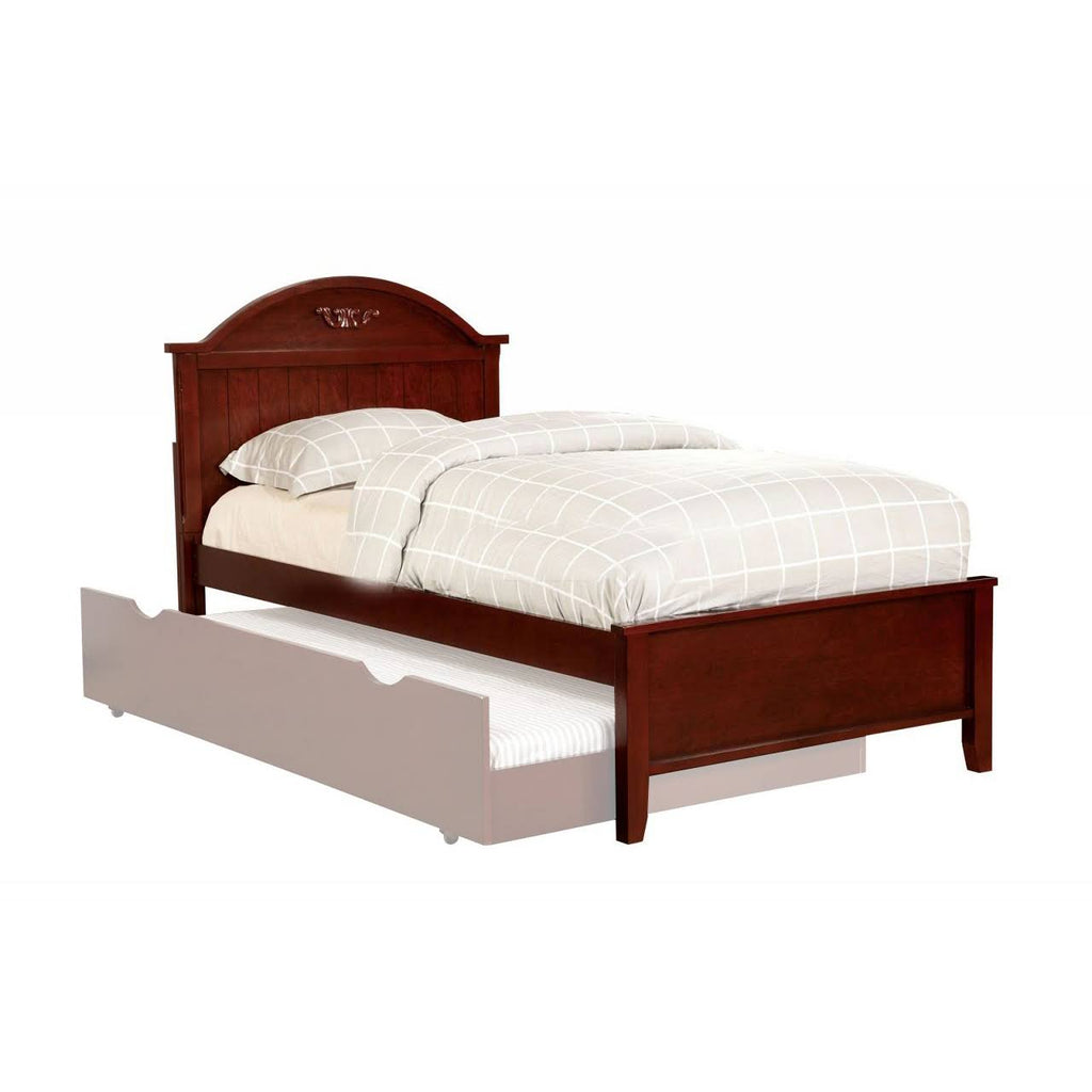 Transitional Style Twin Size Bed with Headboard Cherry Brown X863