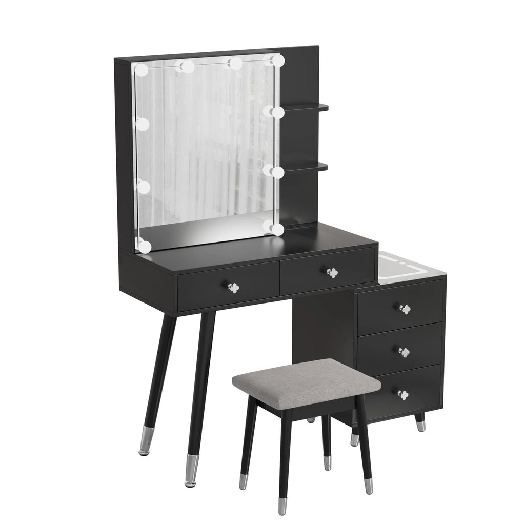 Black Vanity Table with Lighted Mirror Y639
