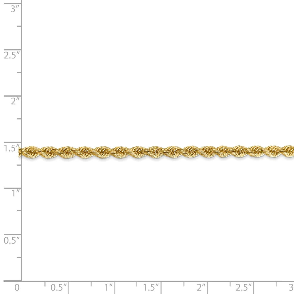 14kt Yellow Gold 3mm Rope Chain 9 inch Lobster Clasp P53909