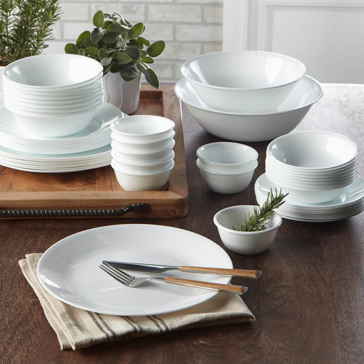 30 Pcs White Glass Dinner Set N779