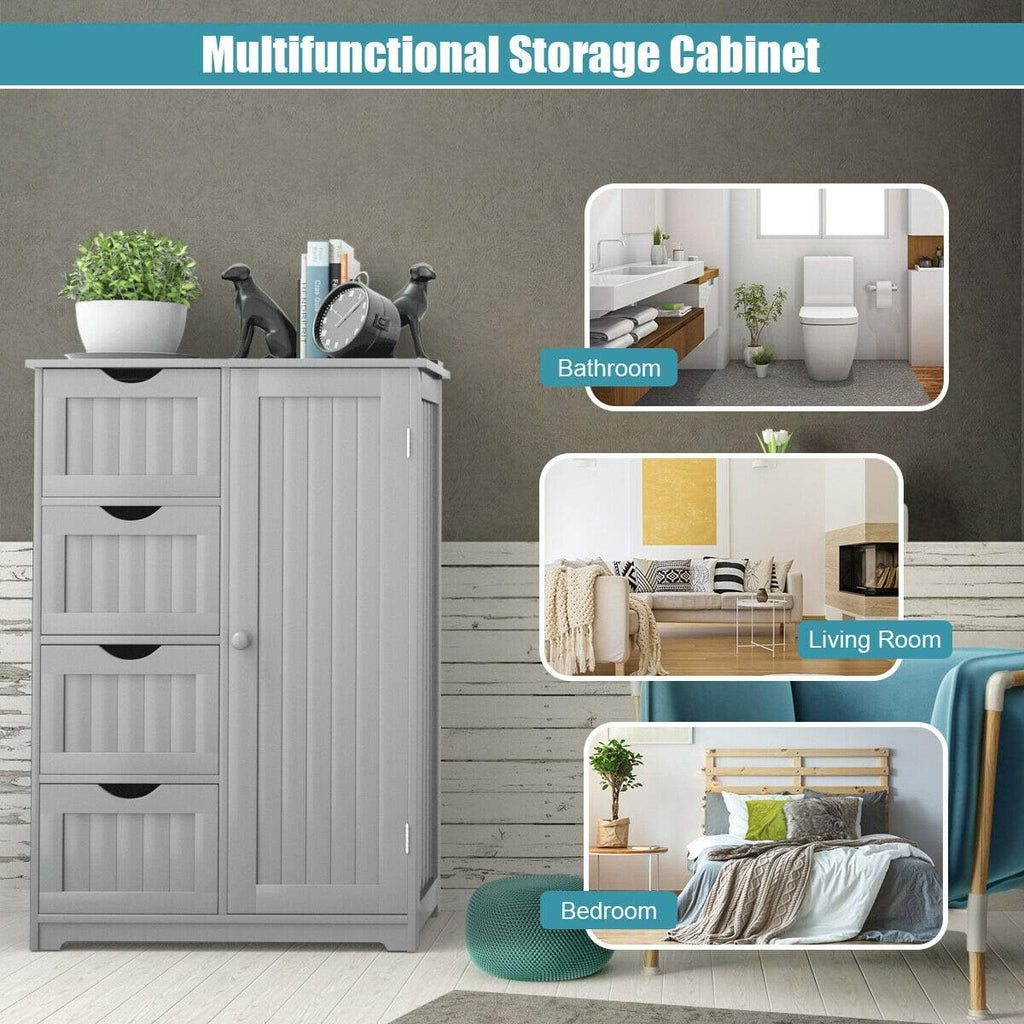 Grey Freestanding Bathroom Floor Cabinet with 4 Drawer X511