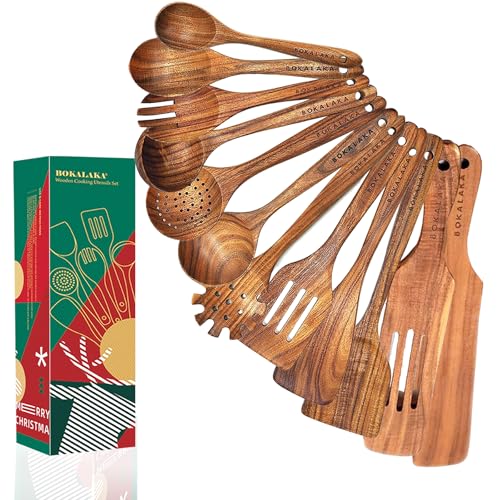 10 Pcs Natural Teak Wooden Kitchen Utensils Set J917468