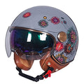 Retro Creative Motorcycle Half Helmet, 3/4 Face Breathable Motorbike Helmets with Double Visor Helmet J670