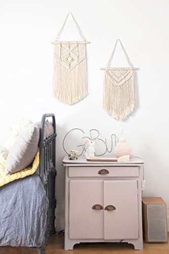 2 Pcs Macrame Wall Hanging, Small Size 13" L x 10" W and 16" L x 10" W W56252