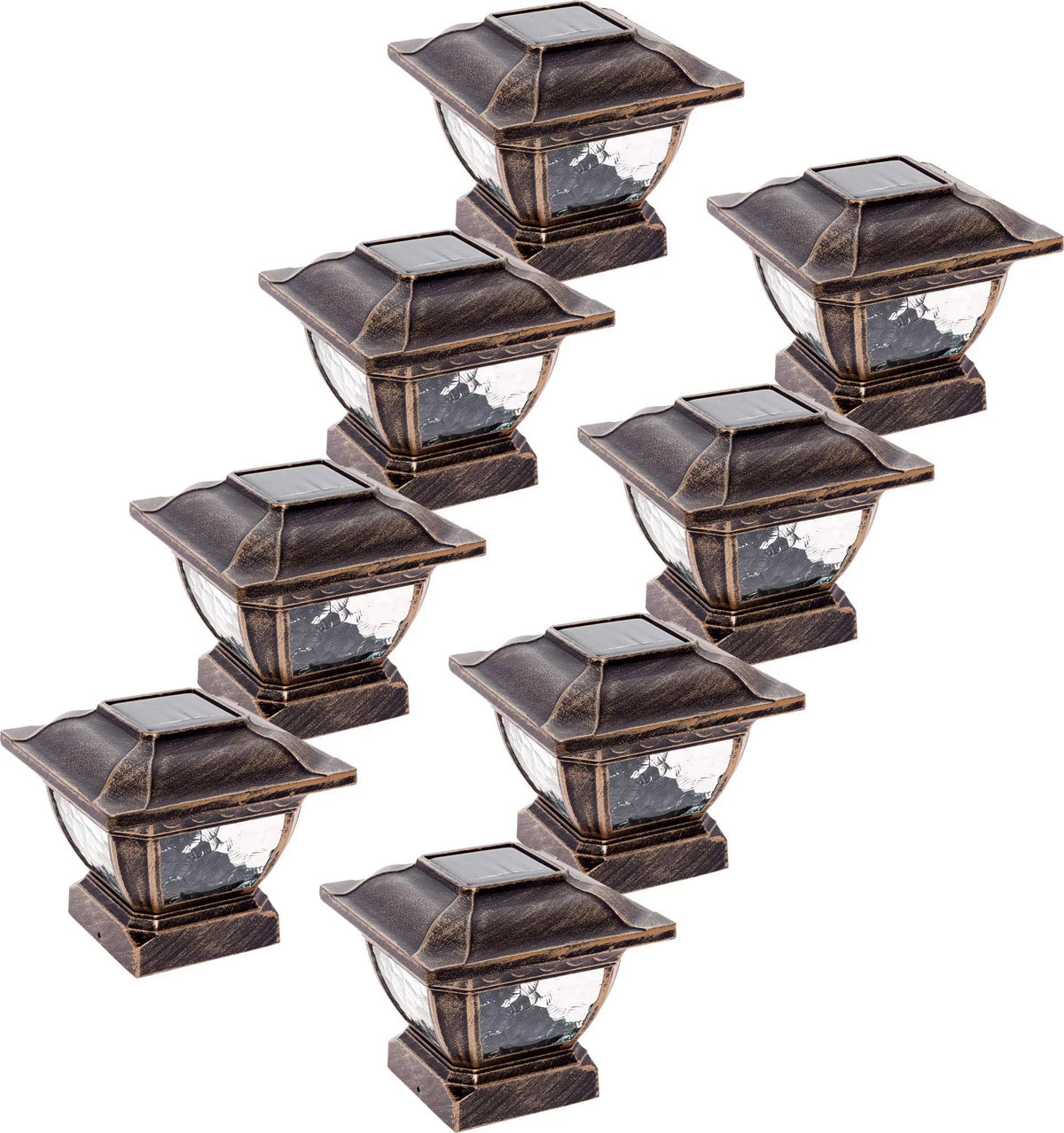 Solar Cast Aluminum LED Post Cap Light 8 Pack X929