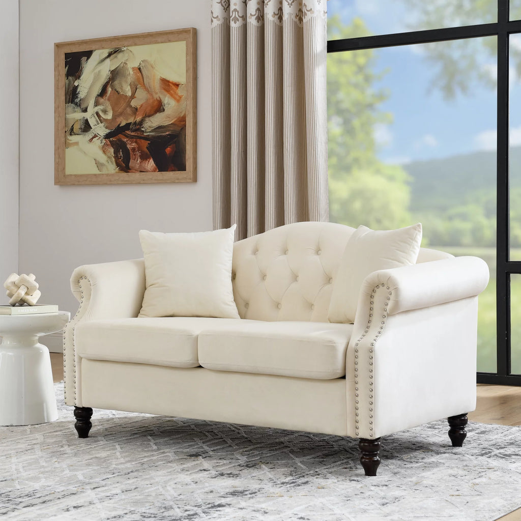 Grey Velvet 2 Seater Chesterfield Sofa T84773
